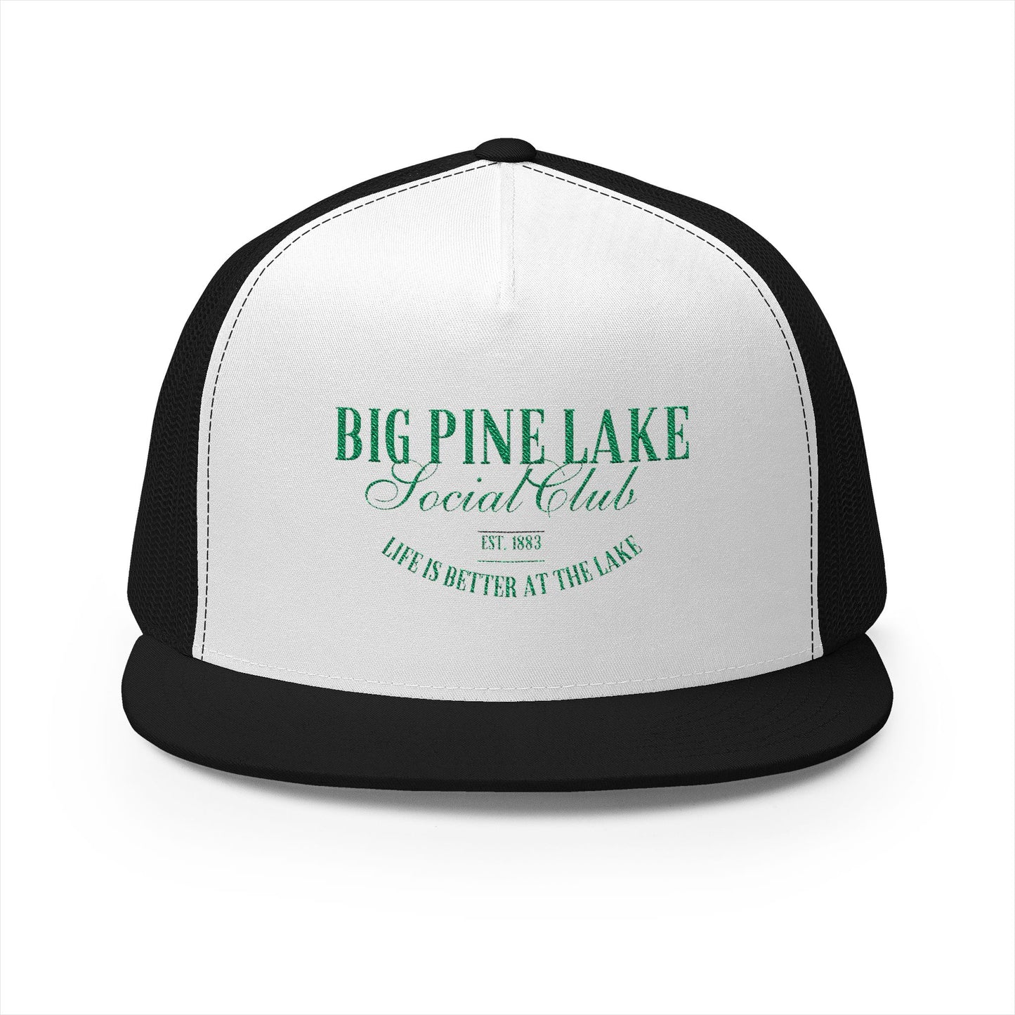 Big Pine Lake Social Club 5 Panel Trucker Cap - Life is Better at the Lake
