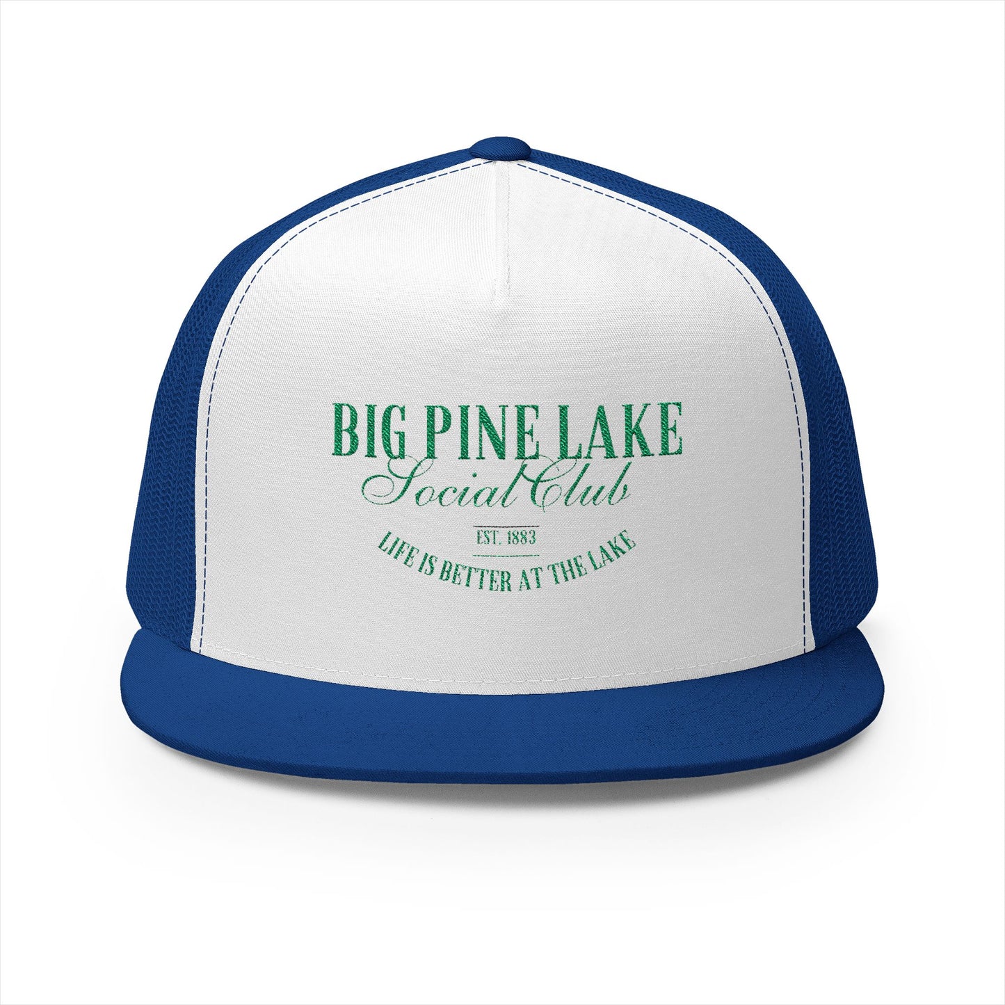 Big Pine Lake Social Club 5 Panel Trucker Cap - Life is Better at the Lake